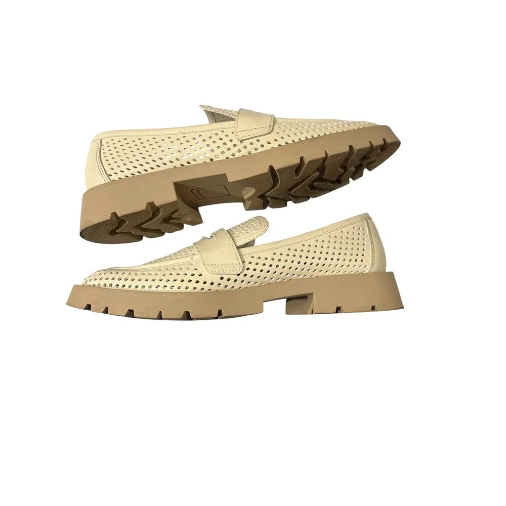 Dolce Vita Ersula Perforated Lug Sole Penny Loafers Ivory Cream Womens 9.5M‎